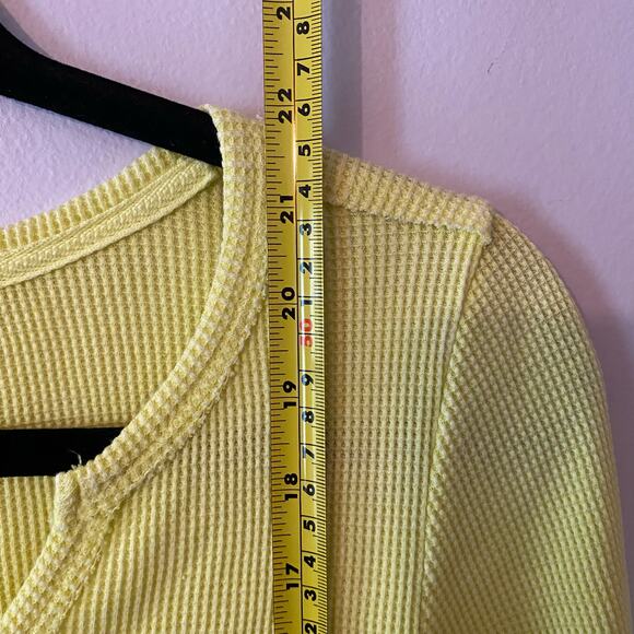 Pilcro Anthropologie Women's size Small Chartreuse Waffle Knit Long Sleeve Top - Picture 7 of 8